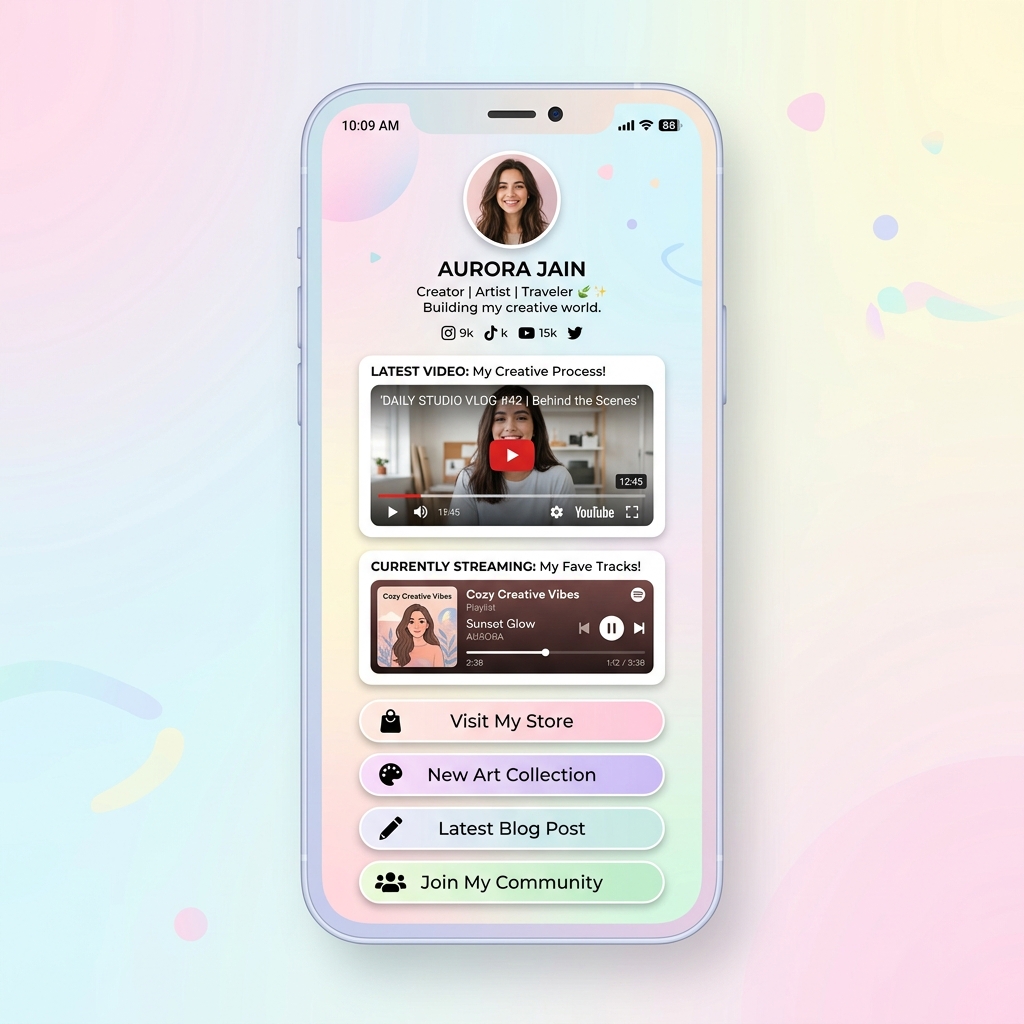 Interactive Rich Media Embeds for YouTube and Spotify on Mobile Bio Link