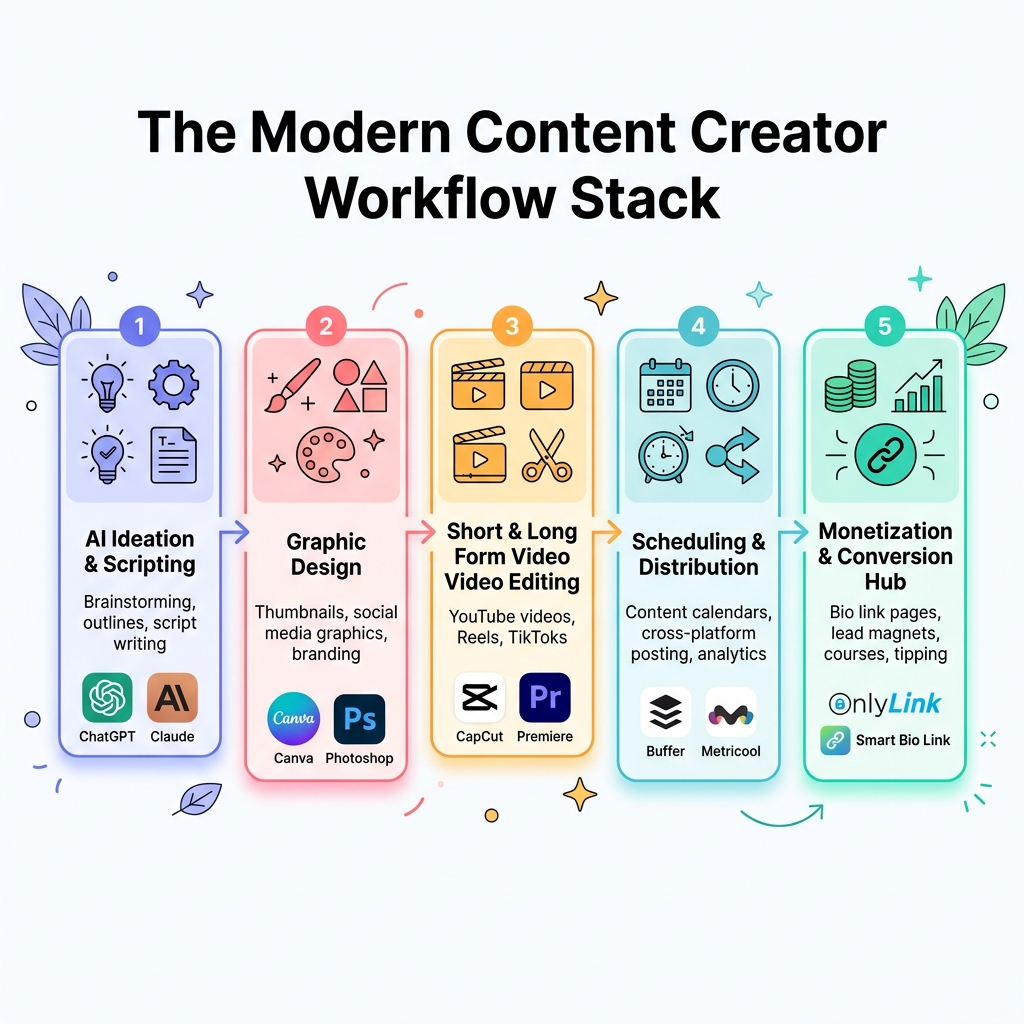 The Modern Content Creator Workflow Stack Infographic