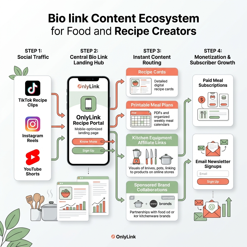 Bio Link Content Ecosystem for Food and Recipe Creators