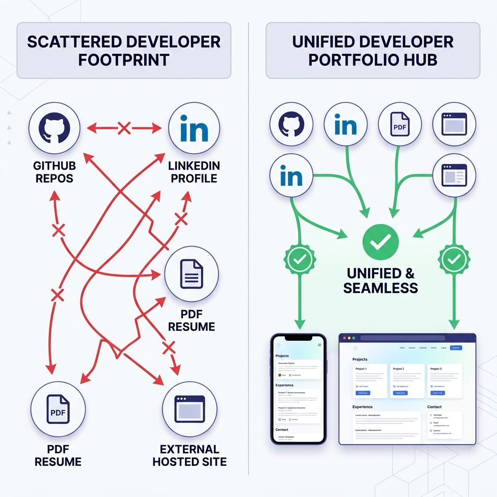 Scattered Developer Footprint vs Unified Developer Portfolio Hub