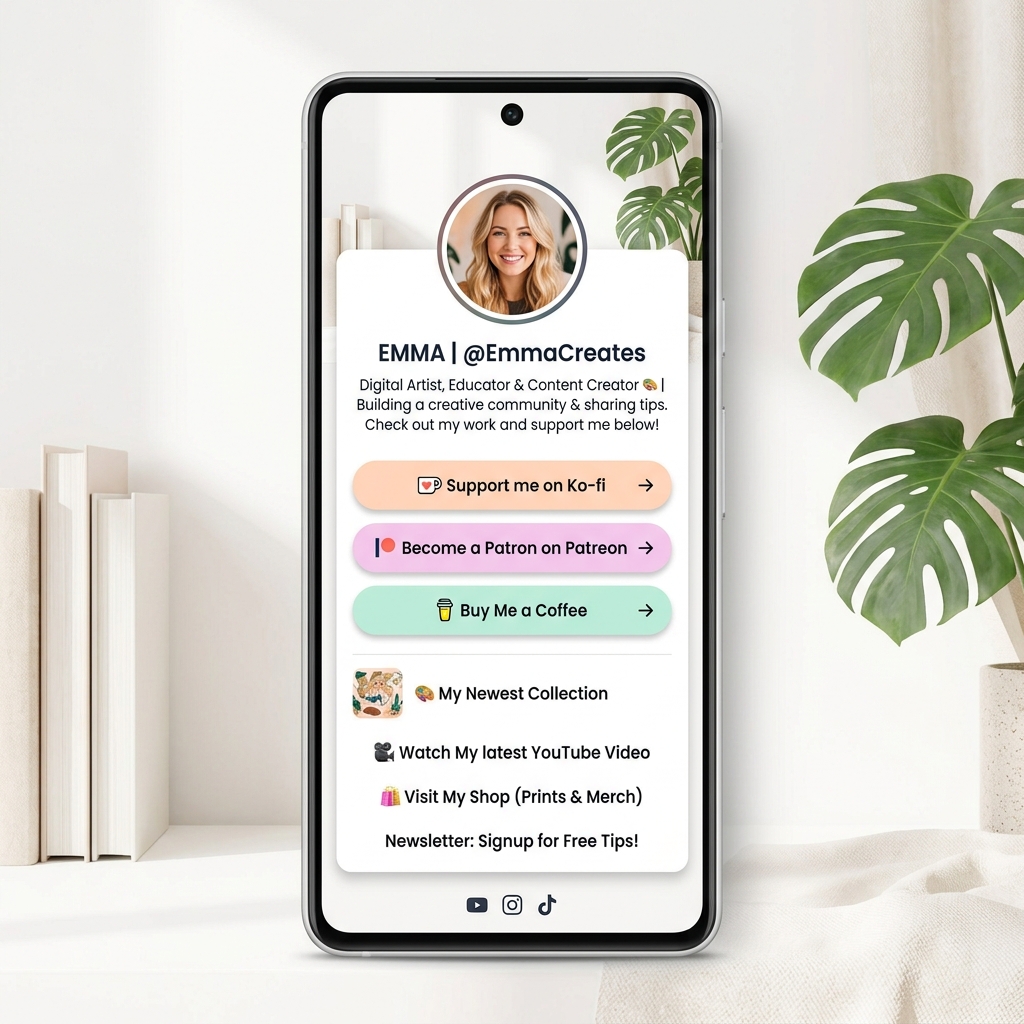 Light Theme Tip Jar Bio Page Layout