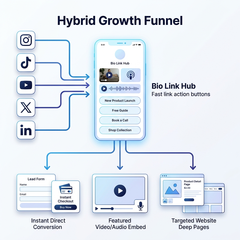 Hybrid Growth Funnel Model Diagram