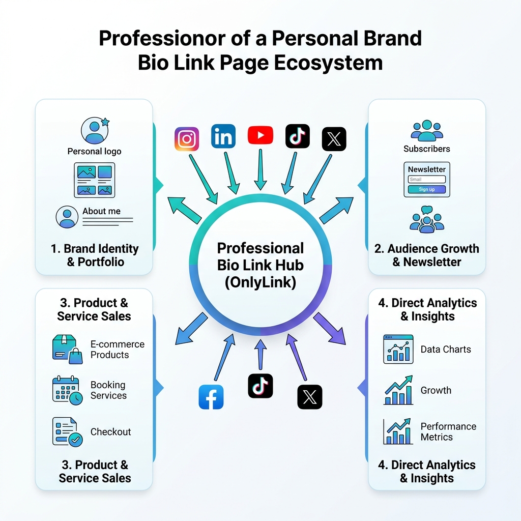 Professional Personal Brand Bio Link Ecosystem Diagram