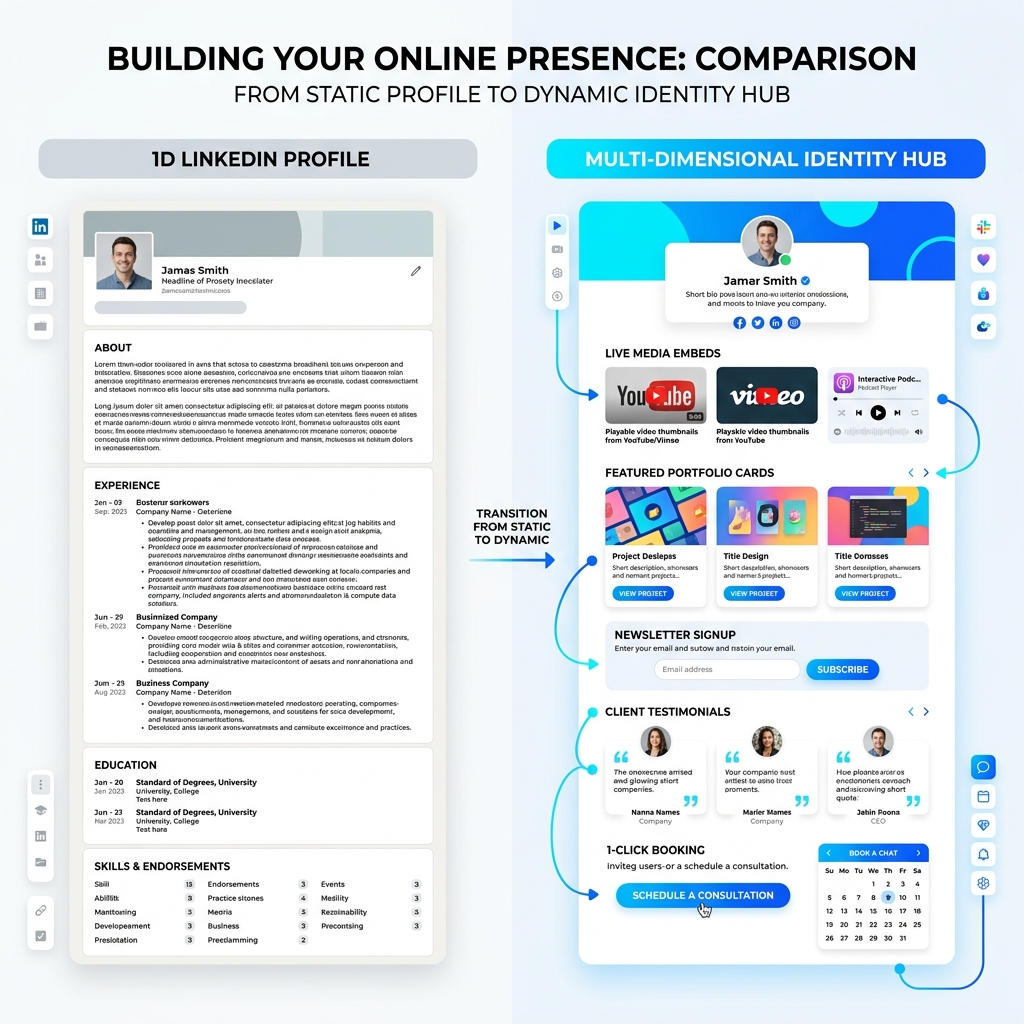 Static Profile vs Dynamic Light-Theme Identity Hub