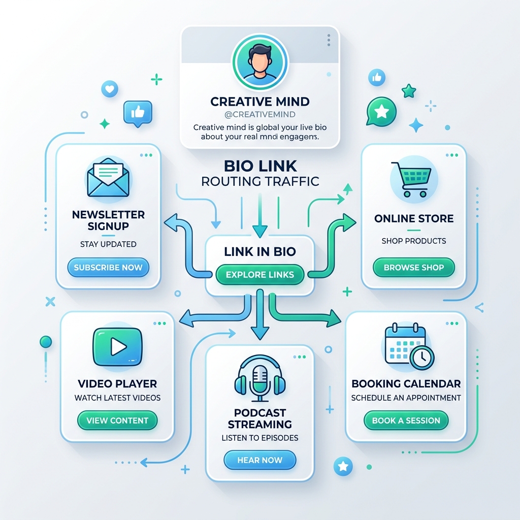 Social Profile Multi-Link Light Hub Ecosystem Architecture