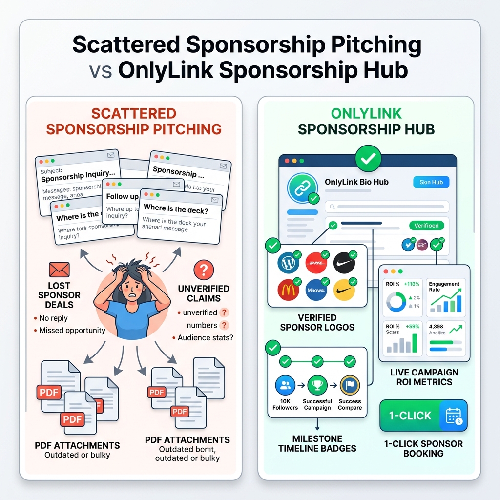 Scattered Sponsorship Pitching vs OnlyLink Sponsorship Hub
