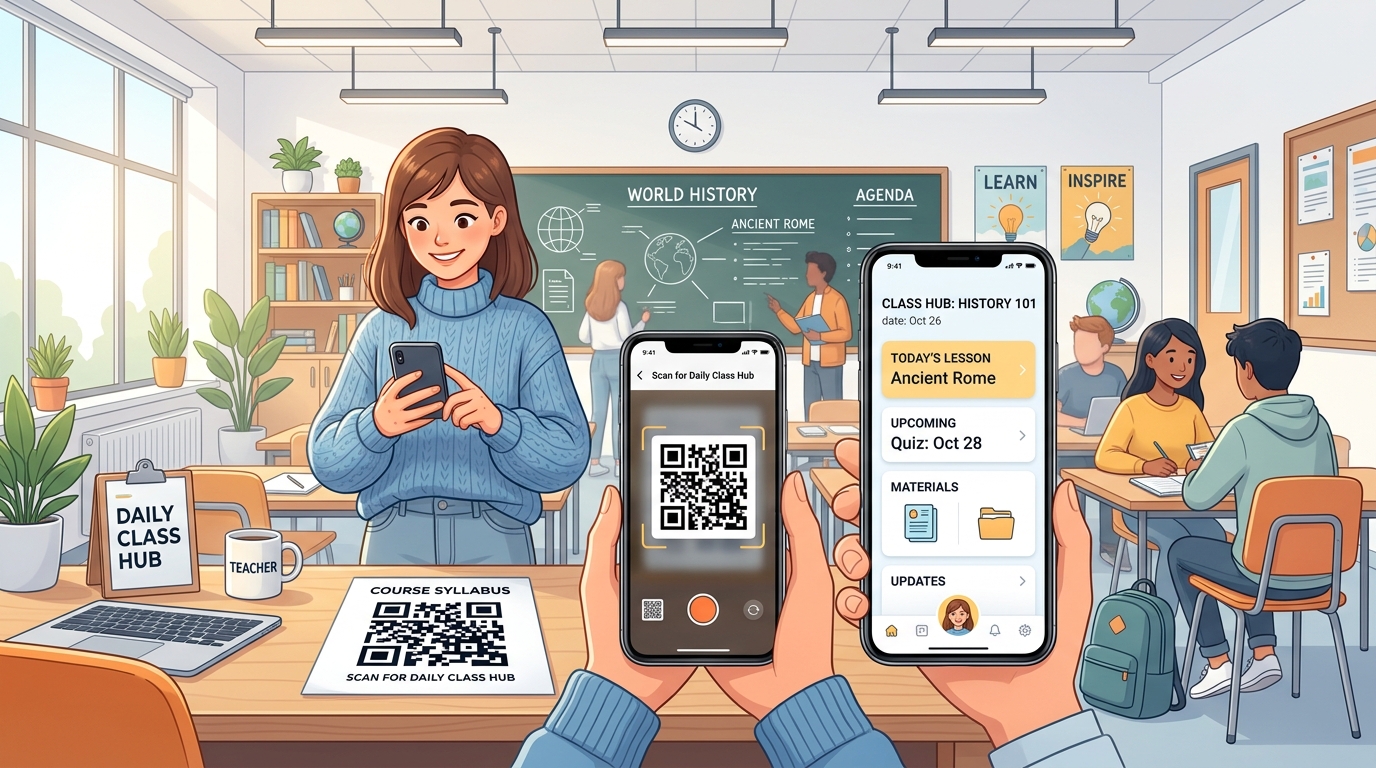 Connecting Physical Classrooms to Digital Resources with Light Theme QR Codes